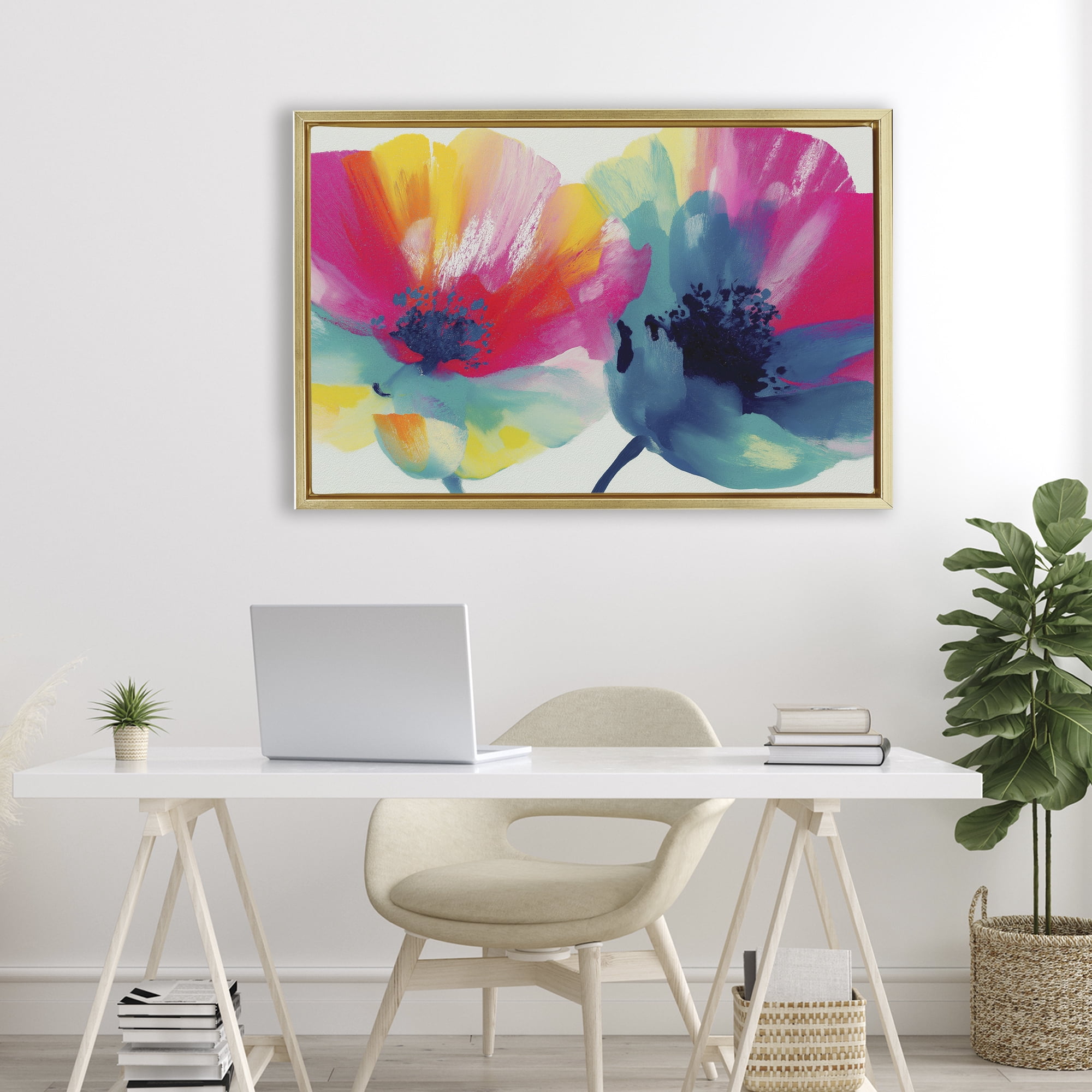 Stupell Industries Two Colorful Poppies Gold Framed Floater Canvas Wall Art, design by Chromatic Storm Studio