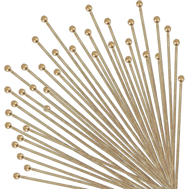 235 piezas de alfileres de cabeza esférica de latón de calibre 21 y 60 mm de longitud, con extremos metálicos, ideales para bisutería, abalorios y la fabricación de pendientes colgantes.