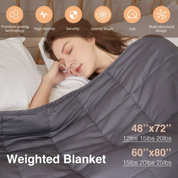 60x80"/48x72" Anxiety Weighted Blanket Twin Size Reduce Stress For All