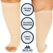 Open Toe Compression Stockings for Men and Women 20-30 mmHg Beige, X-Large