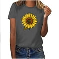 thumbnail image 2 of Fznquz Womens Work Tops Gray Short Sleeve Plus Size Casual Shirts Summer Sunflower Crew Neck Women Blouses, 2 of 5