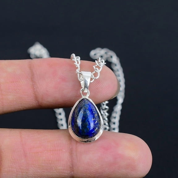 Lapis Lazuli Pendant – Handcrafted 925 Sterling Silver, Fine Polished, Modern Design, Wedding & Thanksgiving Gift