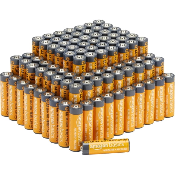 walmart Basics 100 Count (Pack of 1) AA High-Performance Alkaline Batteries, 10-Year Shelf Life, Easy to Open Value Pack