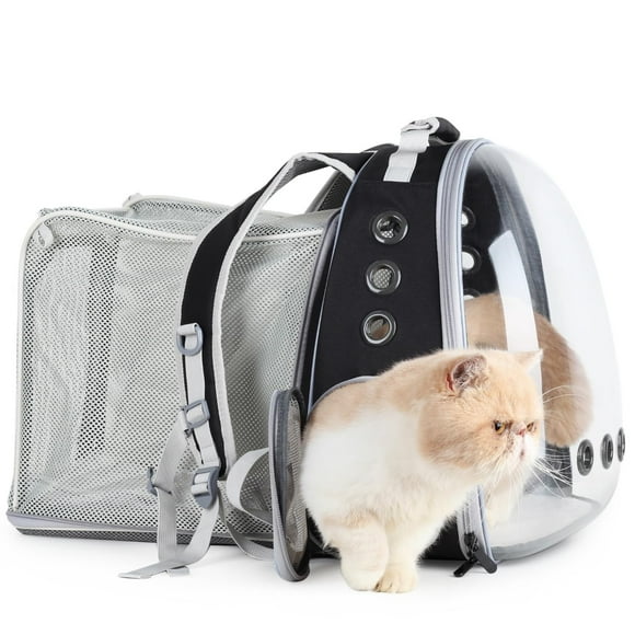 Mochila transportadora para gatos LOLLIMEOW Bubble expandible negra
