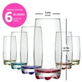 thumbnail image 3 of LAV Water Glasses Set of 6 - Highball Drinking Glasses with Colored Bottoms 13.25 oz, 3 of 4