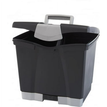 Portable File Box With Drawer, Letter Files, 14" X 11.25" X 14.5", Black