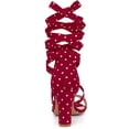 thumbnail image 3 of Women's Polka Dots Lace Up Chunky Heels Sandals Red US 9/UK 7/EU 41, 3 of 5