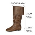 thumbnail image 5 of Xfvqtps Womens Western Mid Calf Boots Flat Fold over Cuff Boots Fashion Pleated Leather Casual Cowboy Ankle Boots for Fall Winter Brown, 5 of 8