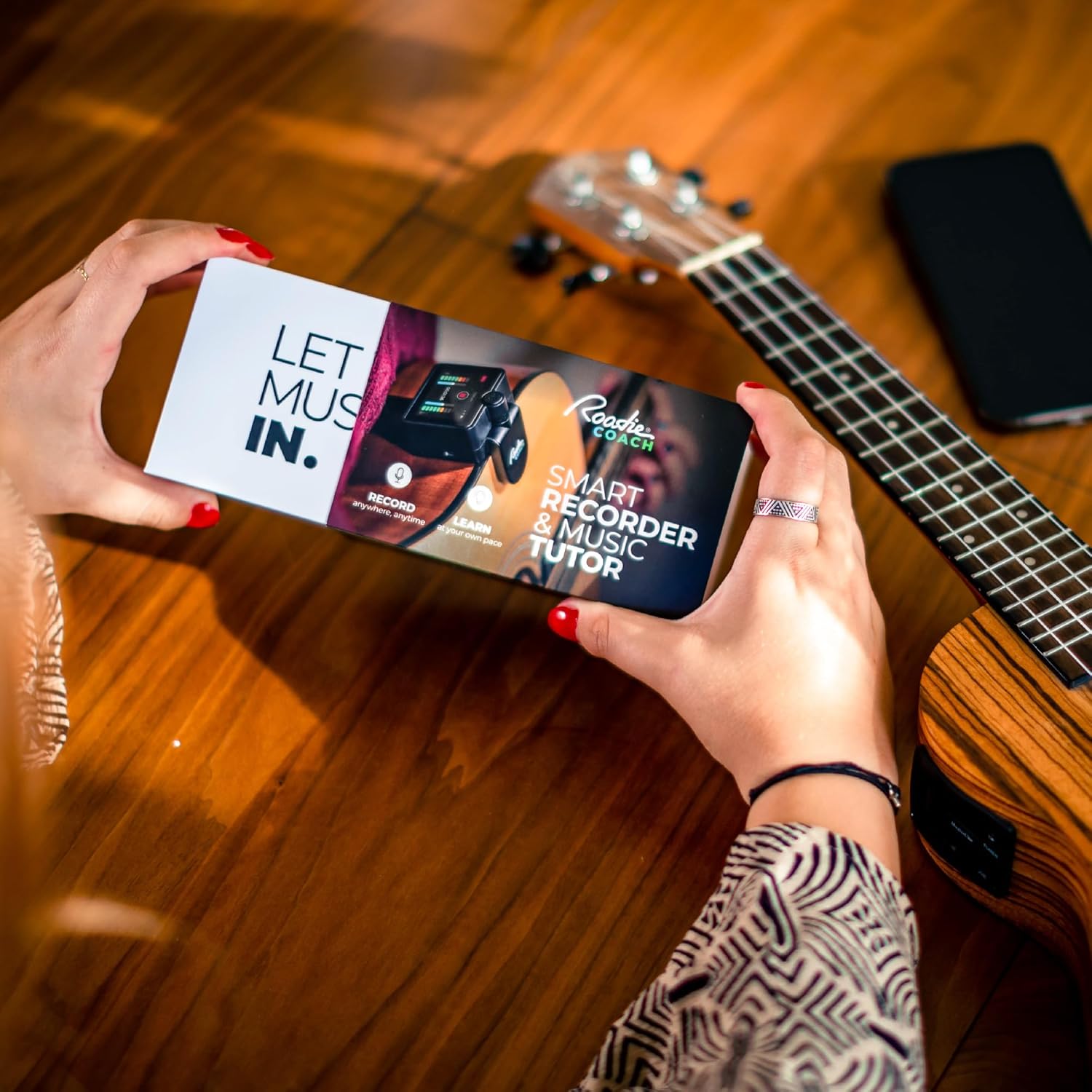 Roadie Tuner Coach Voice and Instrument Recorder with Dual Microphones | Multi-Tool Tuner and MIDI Controller| For All Types of Guitars and Ukuleles