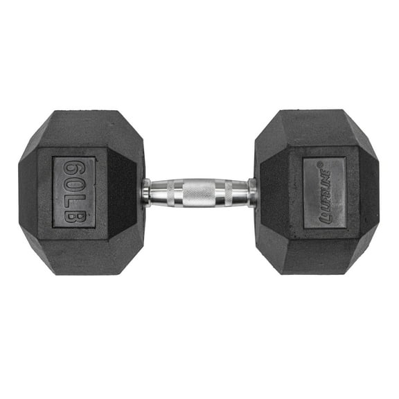 Lifeline Premium Rubber Hex Dumbbell, Single, 60 lbs