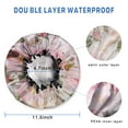 thumbnail image 3 of Shower Caps,Pioneer Flower Floral Print Pattern Waterproof Shower Cap for Women 4 Pieces,Double Reusable Hair Cover for Shower PEVA Elastic Stretch Hem, 3 of 7