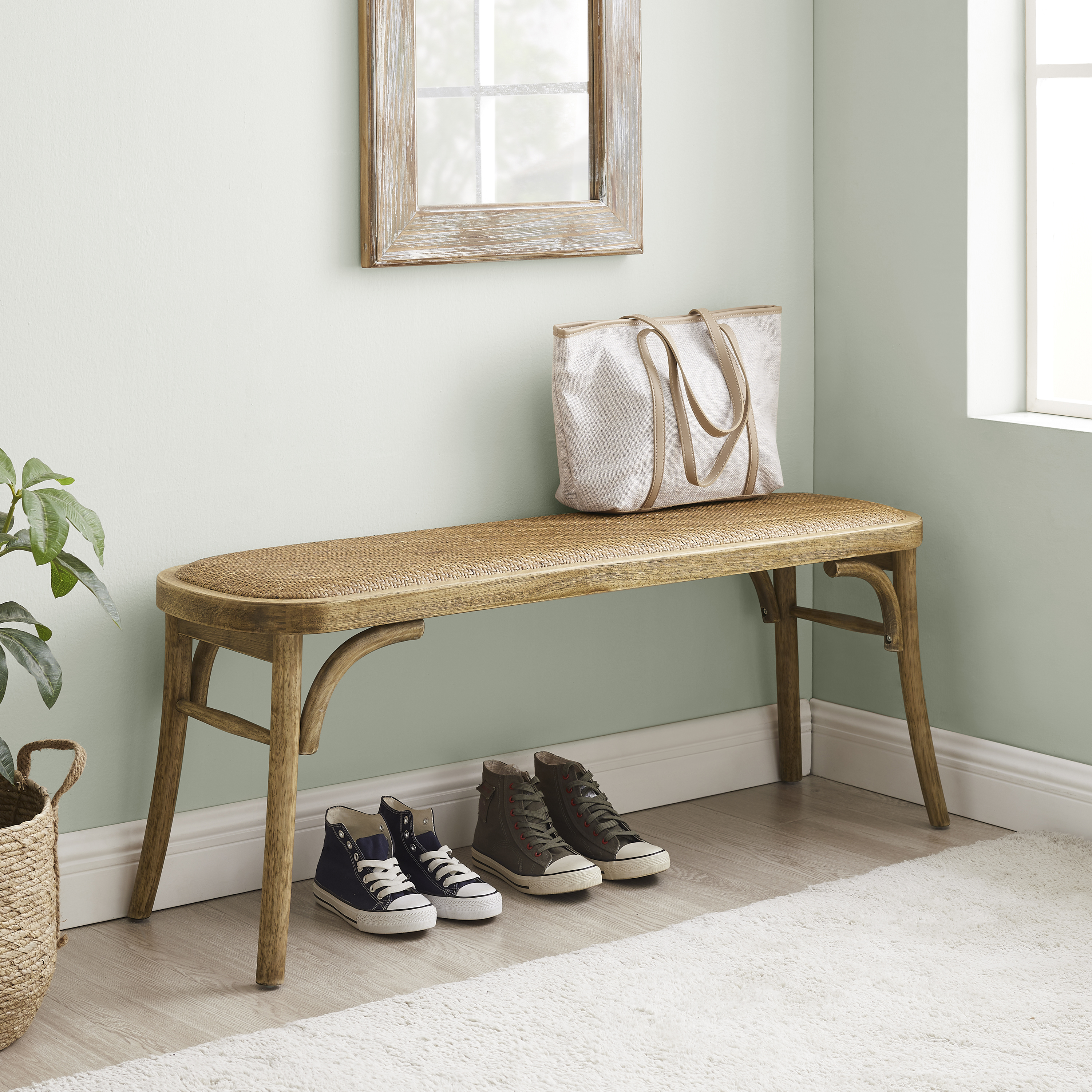 Linon Barton Bentwood Bench, Rustic Brown