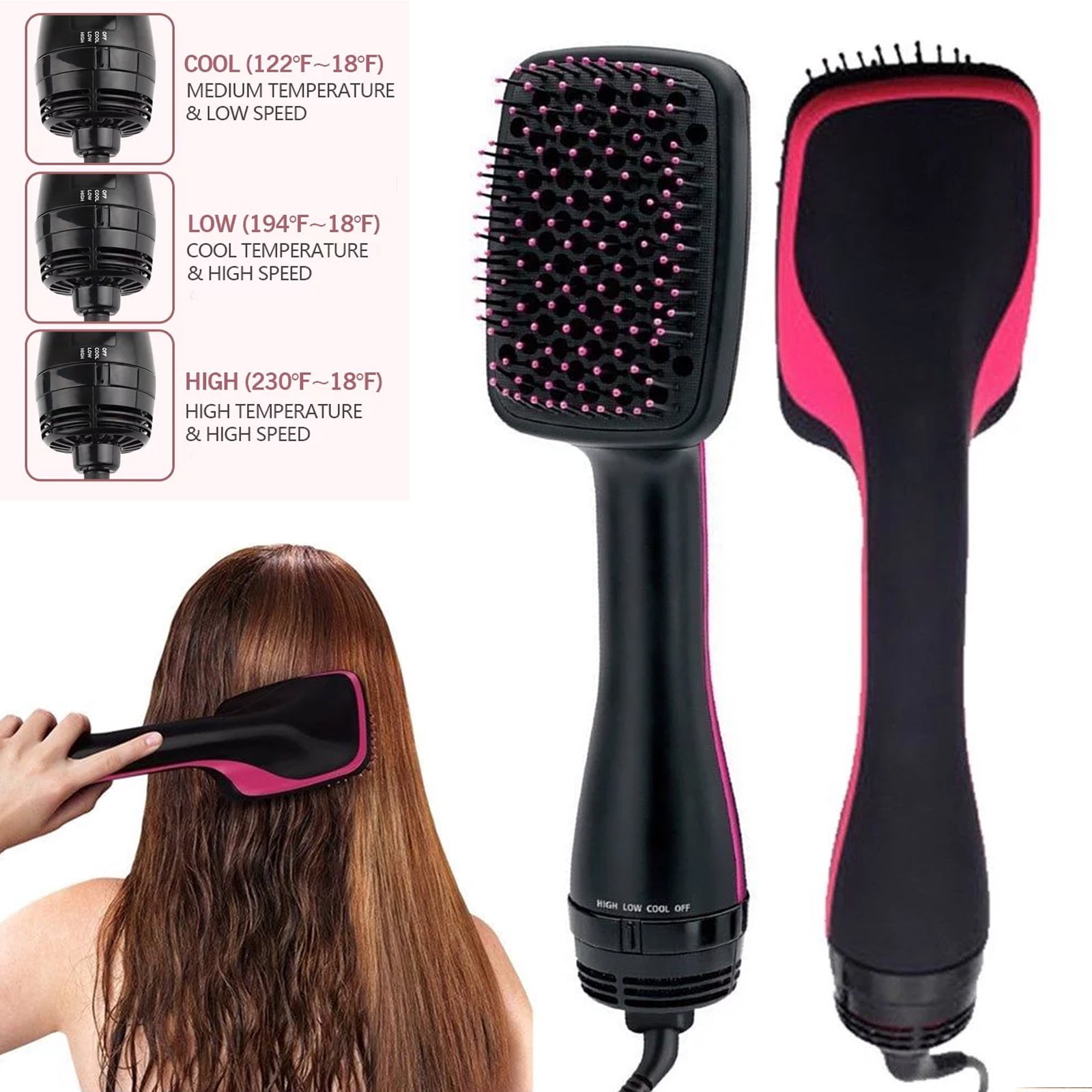 SUNSHINEFACE One Step Hair Dryer,Volumizer Hot Air Hair Dryer Brush,Salon Negative Electric Blow Dryer Rotating Curler and Ion Hair Straightener Brush for Fast Drying,Straightening,Curling