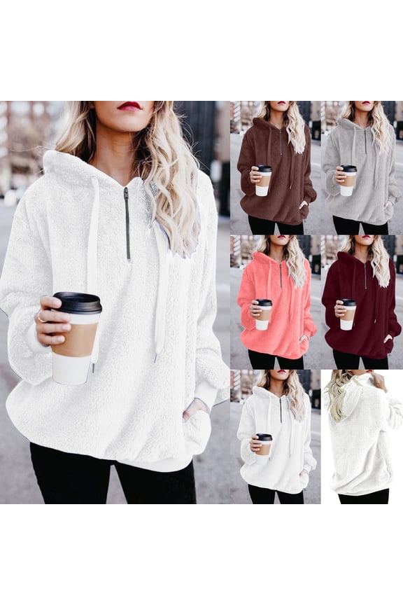 Cropped Fluffy Bunny Ear Hoodies For Women Loose Fit Long Sleeve Plush Short Length Girly Casual Pullover Tops Womens Fashion Hoodies & Sweatshirts Brown XXXXL