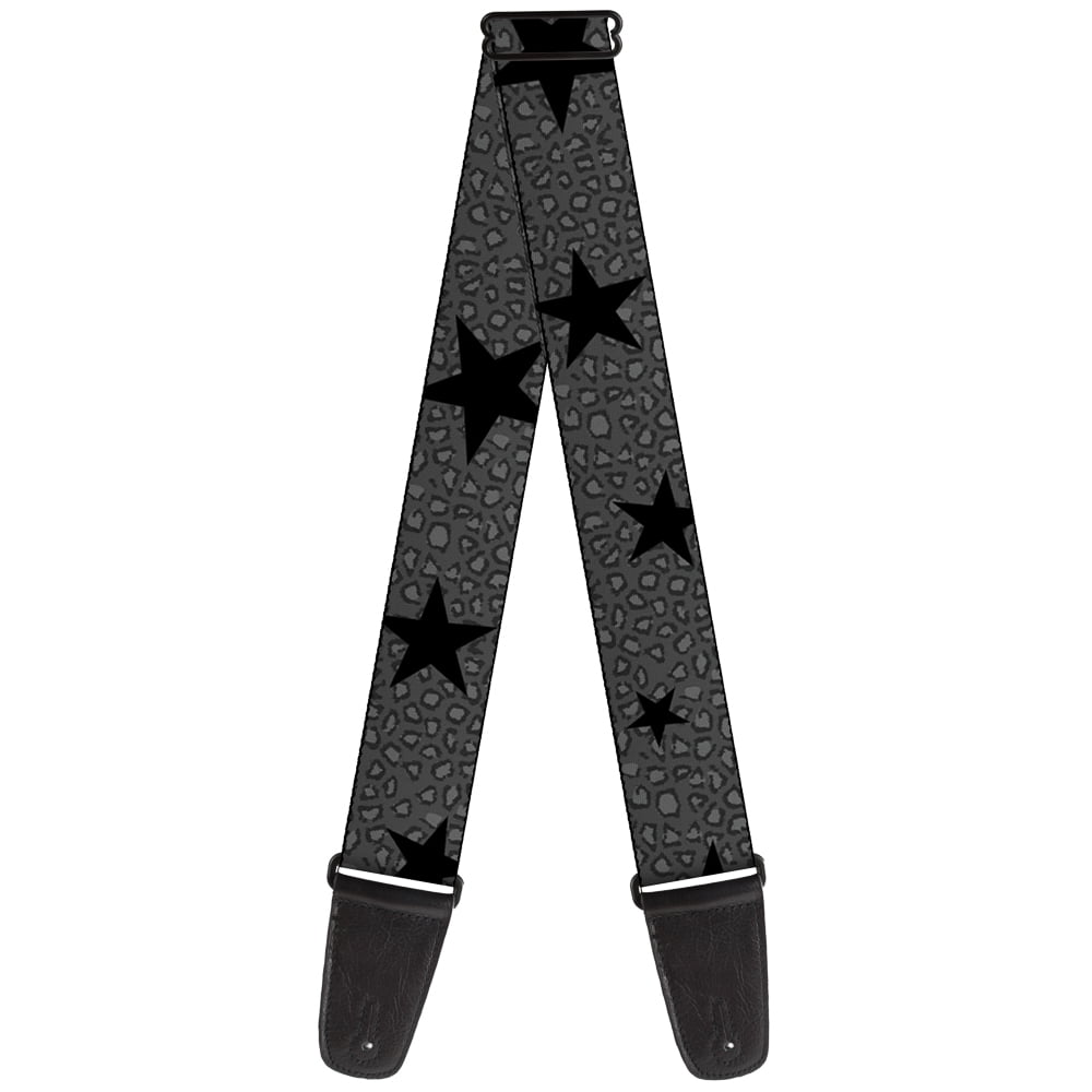 Buckle-Down Guitar Strap, Cheetah Stars Gray Black, 2 Inches Wide