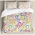 thumbnail image 3 of Geometric Duvet Cover Set, Spirals with Funny Dots Bubbles Background Theme Print, Decorative 2 Piece Bedding Set with 1 Pillow Shams, Twin Size, Multicolor, by Ambesonne, 3 of 3