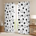 thumbnail image 2 of Manfei Kawaii Stars Blackout Curtains Set of 2 (52x84 Each),Cute Sprinkle Print Curtain,Black White, 2 of 6
