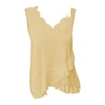 thumbnail image 3 of Endives Women's Tanks Camisole Top Summer Casual Hollow Out Solid Color Scallop Edge V Neck Tank Top Yellow, 3 of 5
