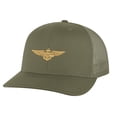 thumbnail image 5 of Aviation Trucker Hat - Navy Aviator Cap with Gold Embroidered Wings - Military Aviator Hat Snapback (NavyBlue), 5 of 9