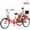red, variant on Adult Tricycle 7 Speed,3 Wheel 24 inch Bikes Extended Rear Wheelbase Tricycle Wheel Bike with Rear Basket for Women,Seniors Maximum Load 550lbs