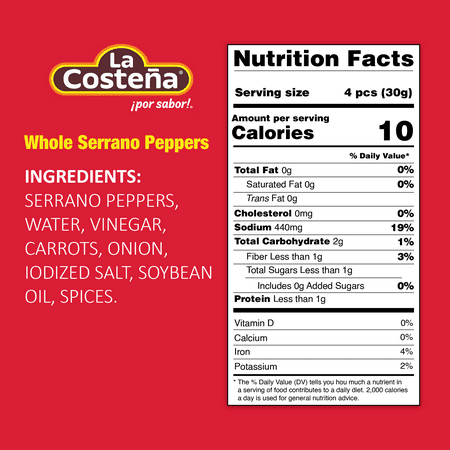 La Costena Green Pickled Serrano Peppers, 12 Oz