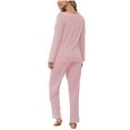 thumbnail image 3 of Lounge Sets Womens Soft Cotton Pajama Loungewear V Neck Long Sleeve T-shirt and Wide Leg Pant Suits 2 Piece Sleepwear (2XL, Pink), 3 of 6