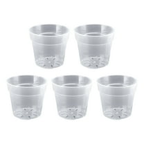 5 Pack 5 Inch Clear Nursery Pots with Drainage Holes, Transparent Pots for Planting, Starting Pots for Succulents Orchids Indoor Outdoor