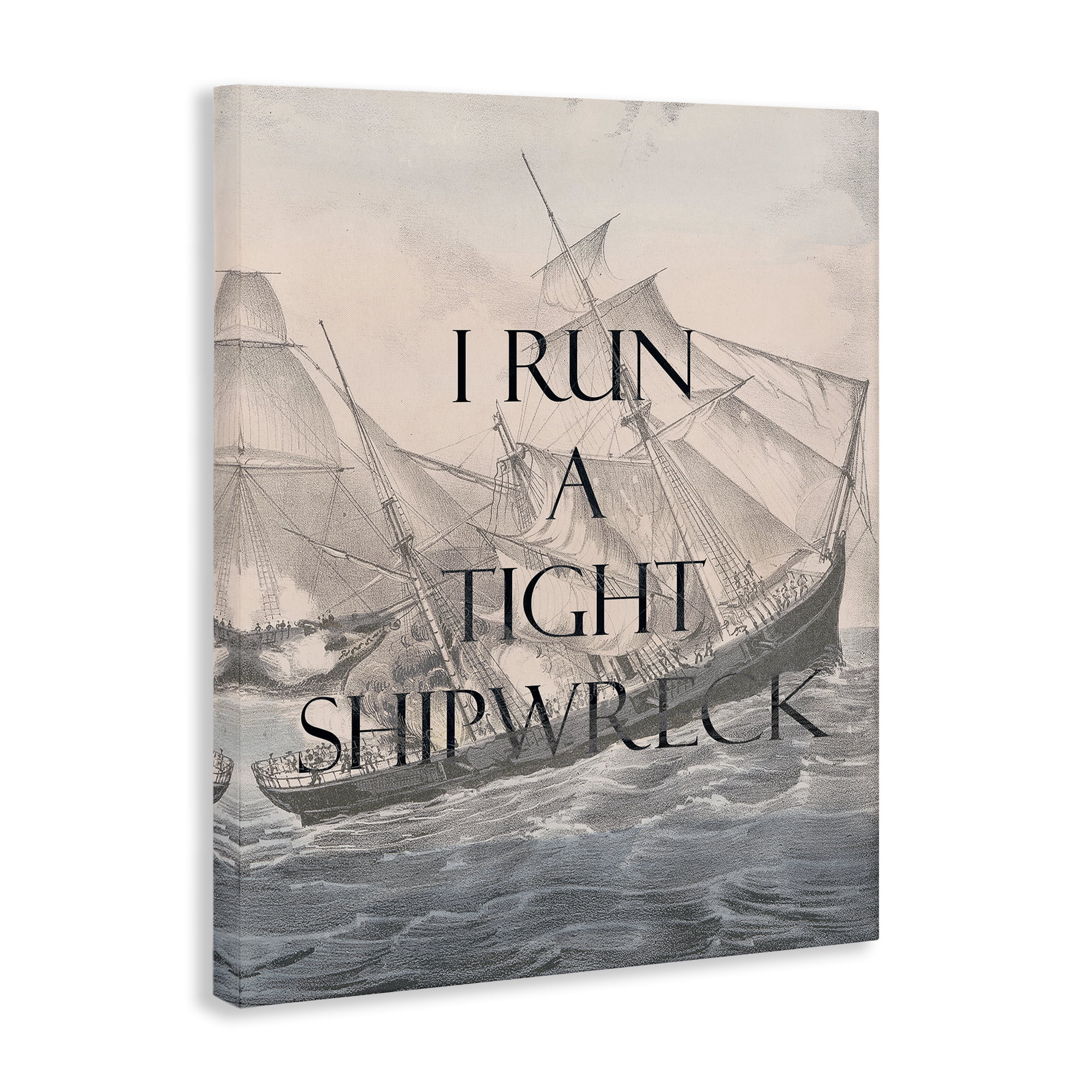 Stupell Industries Run A Tight Shipwreck Nautical & Beach Painting Wrapped Canvas Art Print Wall Art, 16 x 20