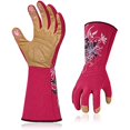 thumbnail image 1 of wonima02 Vgo 1-Pair Ladies' Synthetic Leather Gardening Gloves, Long Sleeves Gauntlet, Breathable & Grip Work Gloves, High Dexterity, Washable (Size M, Red, SL7445), 1 of 1