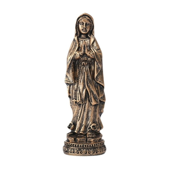 colcolo Mary Statue, Blessed Mother Mary Sculpture, Resin Catholic Gift, Bronze Finish Statue for Car Home Office Table