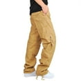 thumbnail image 2 of Tbopshirt Pants for Men Solid Multi-Pocket Washed Overalls Outdoor Casual Pants Trousers Sweatpants, 2 of 5