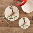 thumbnail image 2 of FREEAMG Fun Giraffe in Glasses Suit on Bicycle Pot Holders Trivets, 2 PCS Round Cotton Thread Weave Potholders for Kitchens Hot Pads Table Mats Coasters for Hot Dishes, 2 of 7