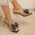 thumbnail image 5 of Samdudou Womens Low Block Heel Polka Dot Bow Accent Sandals Elegant Transparent Chunky Square Heel Casual Fashion Breathable Summer Footwear, 5 of 8