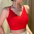 thumbnail image 2 of Mrat Women Sports Bra Women's Lace Bra T-Shirt Bra Seamless Longline Cropped Tank Underwear Bras S-435 Red-A L, 2 of 4