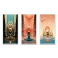 thumbnail image 2 of Designart "Retro Futuristic Architecture Graphic Bliss V" Abstract Landscape Framed Wall Art Set Of 3 - Pink Abstract Landscapes Frame Gallery Wall Set For Home Decor, 2 of 6