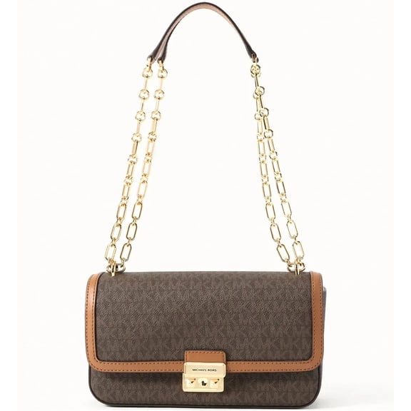 Michael Kors Women's Tribeca Large Signature Logo Shoulder Bag (Brown)
