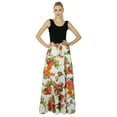 thumbnail image 3 of Bimba Long Flaired Cotton Skirt Boho Style Maxi Elastic Waist Bottoms, 3 of 6