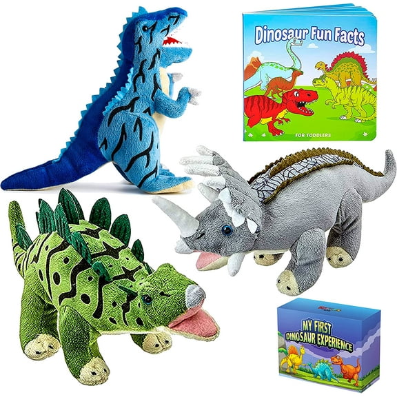 Plush Dinosaur Stuffed Animal Set of 3 Dinosaurs with Board