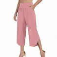 thumbnail image 2 of RQYYD Capri Pants for Women Wide Leg Casual Summer Palazzo Pants High Waisted Beach Tousers with Pockets Summer Pants for Women, 2 of 6