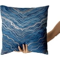 thumbnail image 5 of Navy Blue Pillow Covers 16x16 Inch Marble Silver Abstract Striped Throw Pillow Cases Elegant Comfort Luxury Modern Decor for Home Bedroom Living Room Sofa Square Cushion Cover, Set of 2, 5 of 6