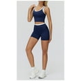 thumbnail image 4 of PISONIC Women Two Piece Workout Sets Color Block Backless Tank Top and High Waist Booty Lifting Shorts Gym Yoga Active Outfits, 4 of 7