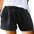 thumbnail image 2 of Trendfront Women's High Waisted Striped Graphic Print Shorts with Pockets Casual Summer Vacation Everyday Bottoms, 2 of 6