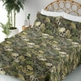 thumbnail image 3 of Ambesonne Halloween Fitted & Flat Sheet with Shams 4 Pcs Set, Sketchy Skull Pattern, Queen, Pale Olive Green Eggshell, 3 of 5