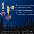 thumbnail image 2 of Gem Stone King 10K Yellow Gold Purple Amethyst and Lab Grown Diamond Stud Dangle Earrings for Women | 2.05 Cttw | Gemstone February Birthstone | Round 6MM, 2 of 6
