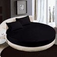 thumbnail image 2 of KOMFIT 800 TC 100% Egyptian Cotton Round Bed Sheet Set Soft and Smooth 4 Piece Set 76" Diameter&nbsp;Fits Upto 12" Deep PocketDurable & Easy Washable ( Black ), 2 of 5