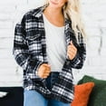 thumbnail image 4 of Aboser Womens Button Down Flannel Shirts Long Sleeve Plaid Shackets Business Casual Blouse Tops Fall Fleece Clothes Trendy Buffalo Shirt Jacket, 4 of 5