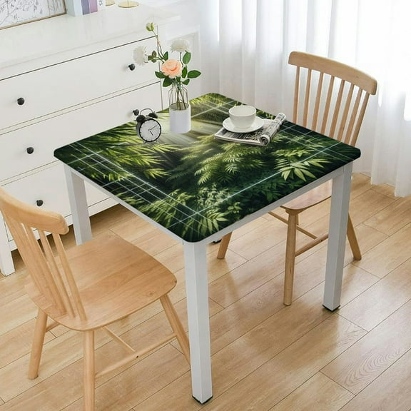 HAOXIT Table Cloth Washable Plaid Table Cover for Kitchen Holiday Dinner, White