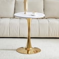 thumbnail image 3 of Miekor Furniture Round Dining Table, 23.6" Circle Tulip Table with Thickened Tabletop & Metal Pedestal, Mid Century Modern Bistro Table for Kitchen, Small Places, Living Room, Cafe (White) No.2751, 3 of 8