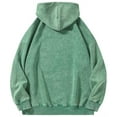 thumbnail image 2 of Silver Basic Unisex 100% Pure Cotton Loose Hooded Sweatshirt Retro Washed Y2K Style Sports Hoodie L,Green-1, 2 of 2