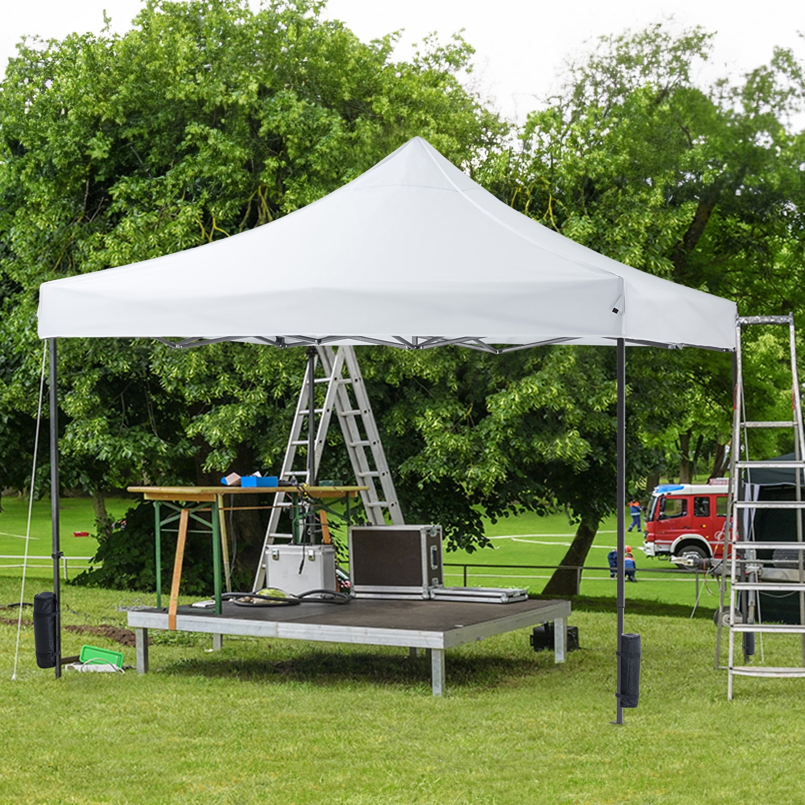 GIANNA 10x10 FT Pop Up Canopy Tent with Slant Legs and Carrying Bag, Easy Setup Outdoor Shelter for Patio, Garden, Beach, Bright White